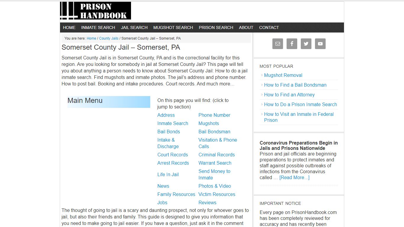 Somerset County Jail – Somerset, PA - Prison Handbook